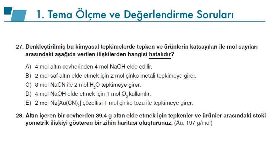 10. Sınıf Kimya Ders Kitabı Sayfa 116-147 Cevapları Meb Yayınları 11