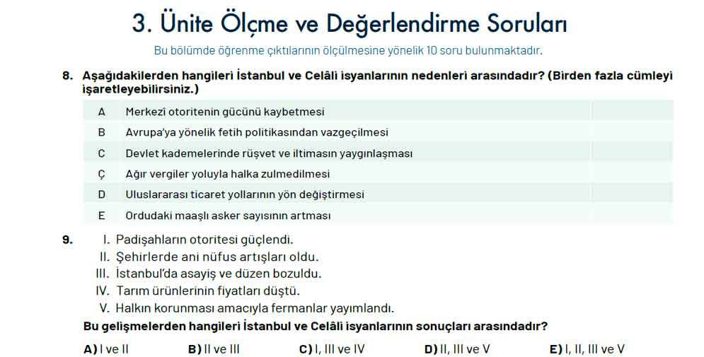 10. Sınıf Tarih Ders Kitabı Sayfa 305-309 Cevapları Meb Yayınları 5