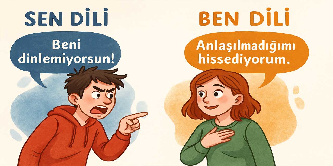 Verilen alanlara sen dili ve ben dili örnek cümleleri yazınız