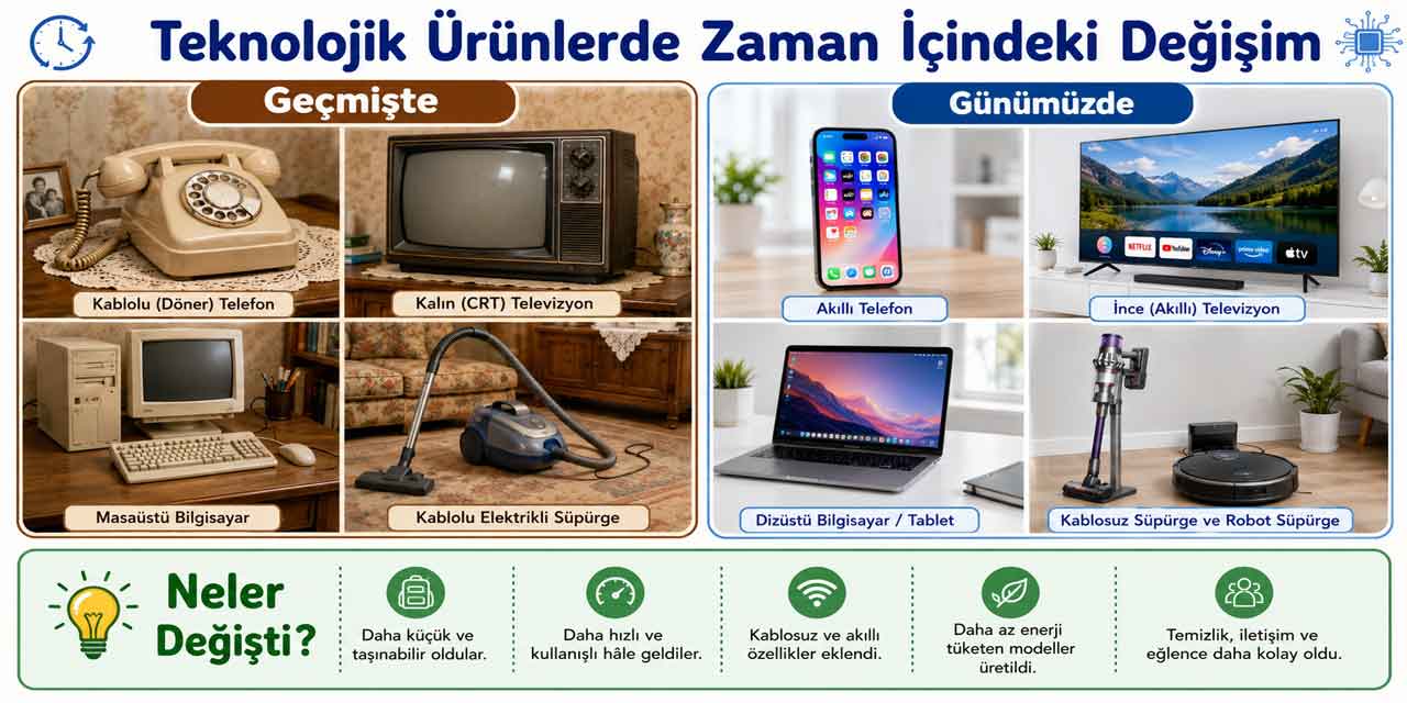 Kullandığınız teknolojik ürünlerde zaman içinde ne gibi değişiklikler olmuştur?