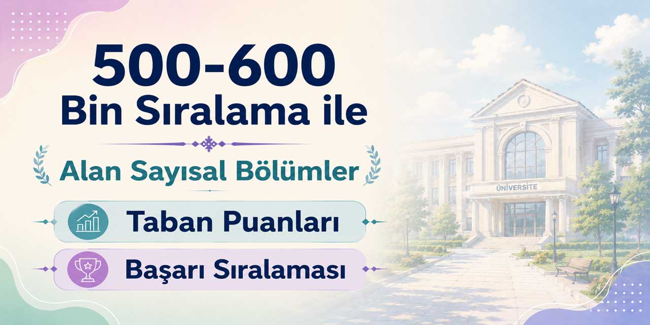 2026 YKS: 500 - 600 Bin Sıralama ile Alan Sayısal Bölümler ve Üniversiteler
