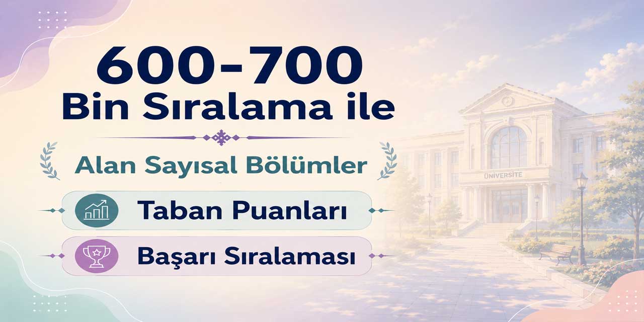 2026 YKS: 600 - 700 Bin Sıralama ile Alan Sayısal Bölümler ve Üniversiteler