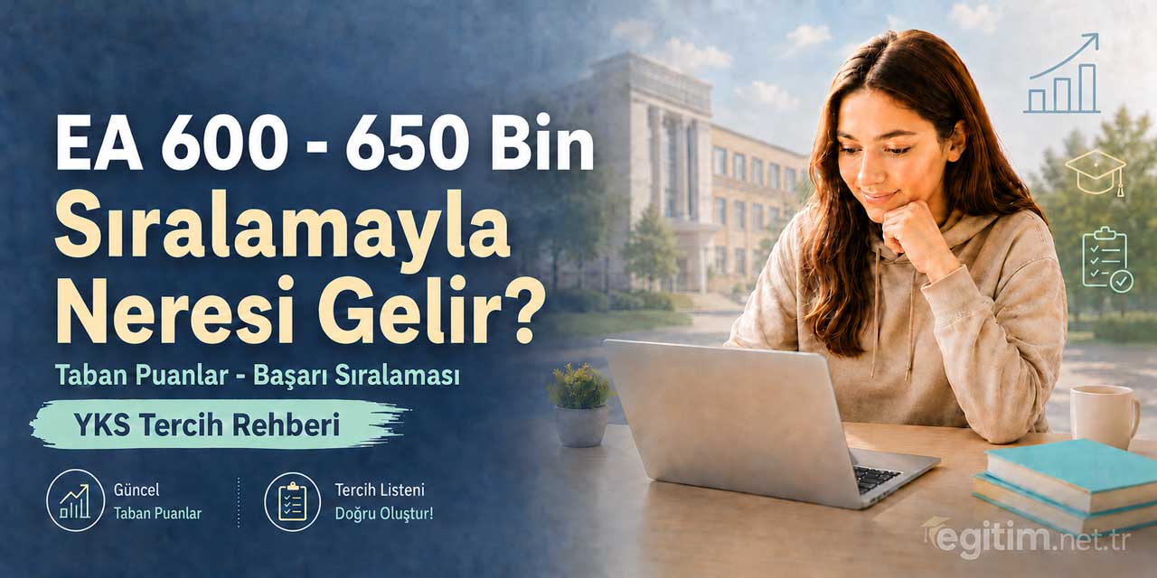 2026 YKS’de 600 - 650 Bin EA Sıralamasıyla Tercih Edilebilecek Bölümler