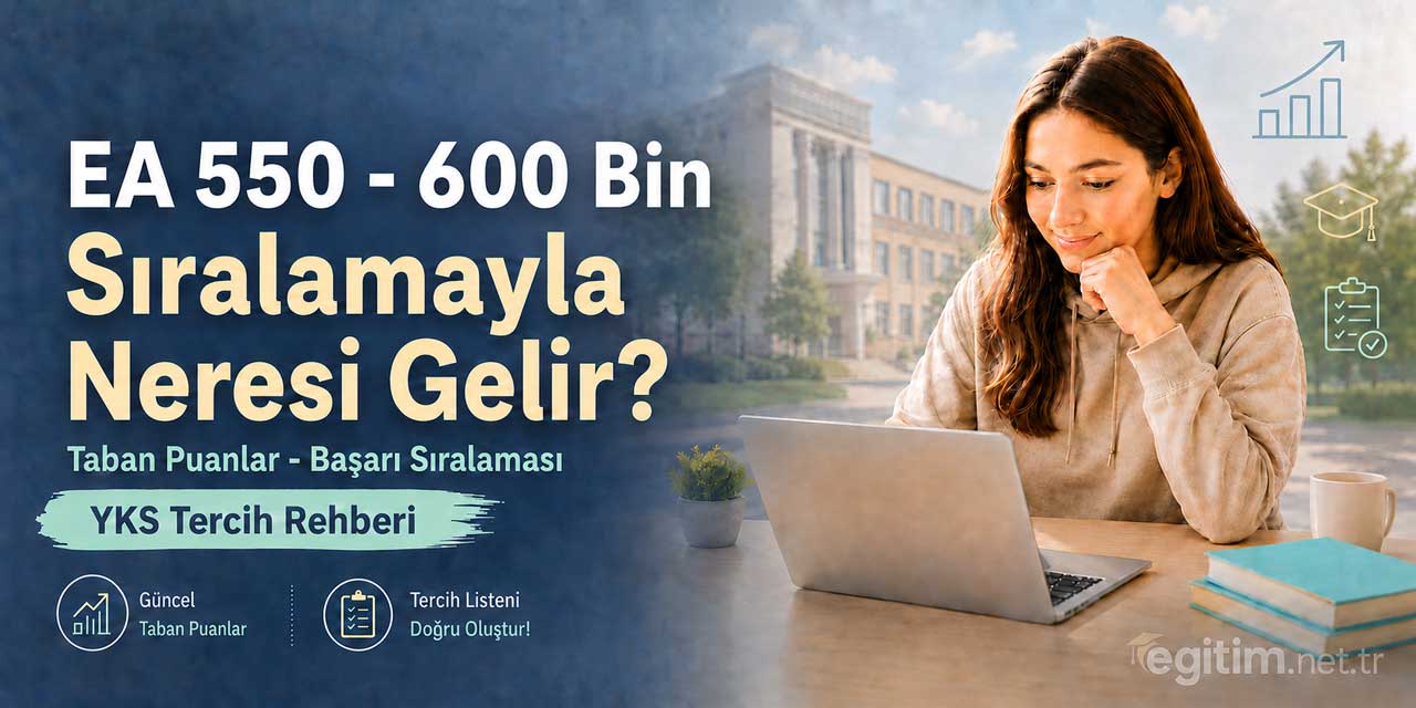 2026 YKS’de 550 - 600 Bin EA Sıralamasıyla Tercih Edilebilecek Bölümler