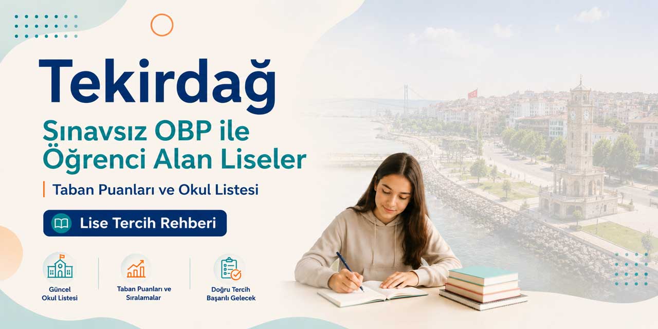 Tekirdağ Sınavsız Öğrenci Alan Liseler OBP Taban Puanları 2026