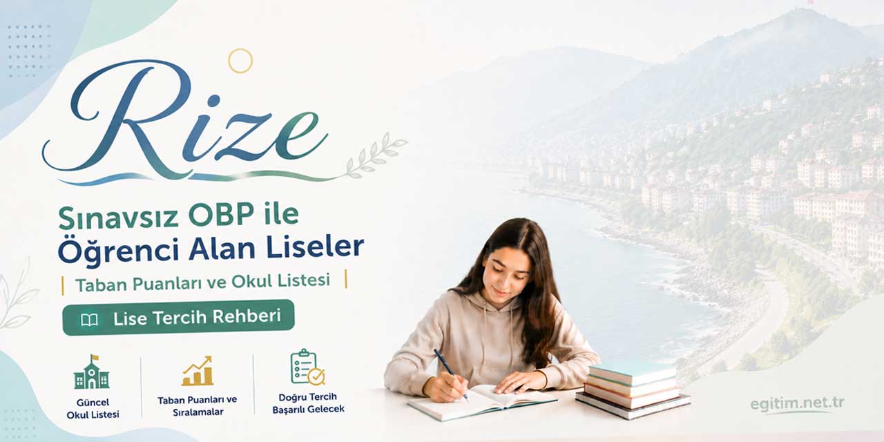 Rize Sınavsız Öğrenci Alan Liseler OBP Taban Puanları 2026