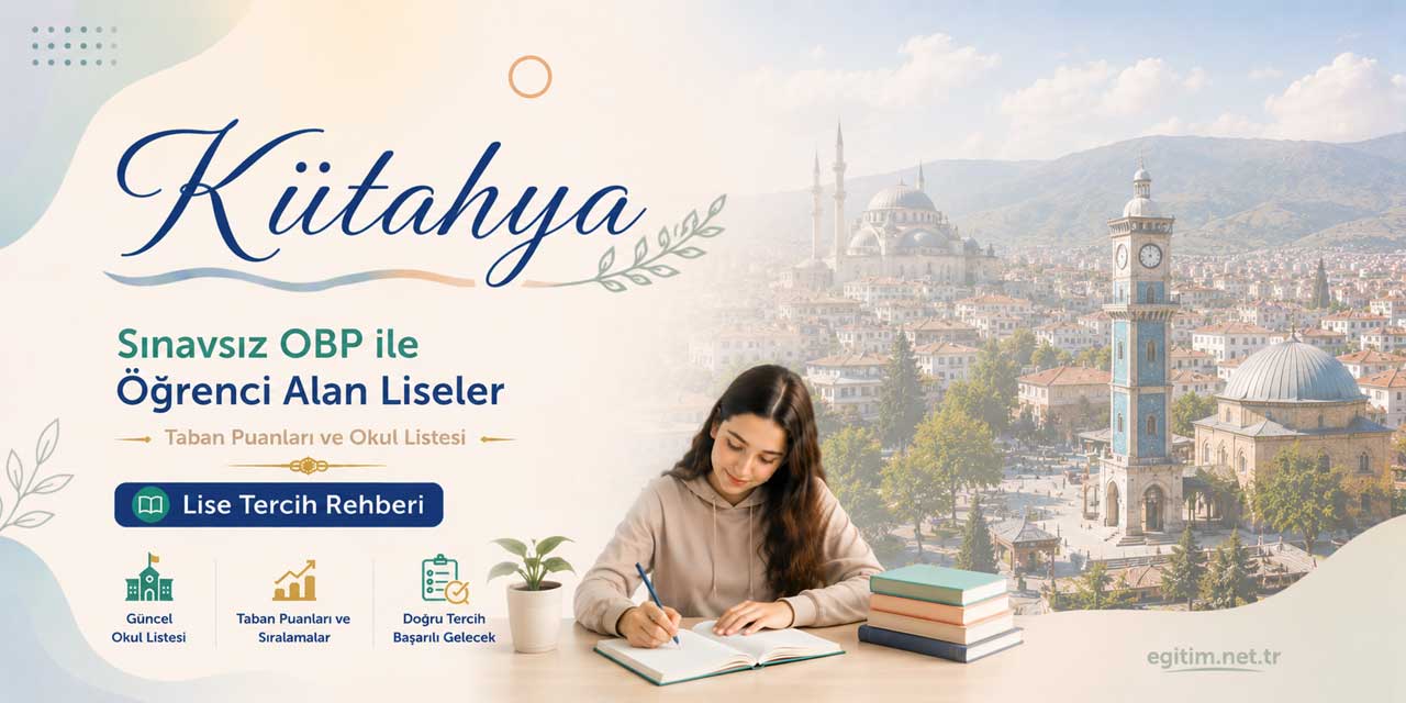 Kütahya Sınavsız Öğrenci Alan Liseler OBP Taban Puanları 2026