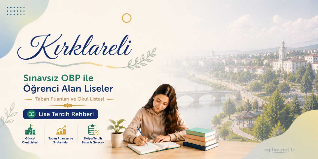 Kırklareli Sınavsız Öğrenci Alan Liseler OBP Taban Puanları 2026