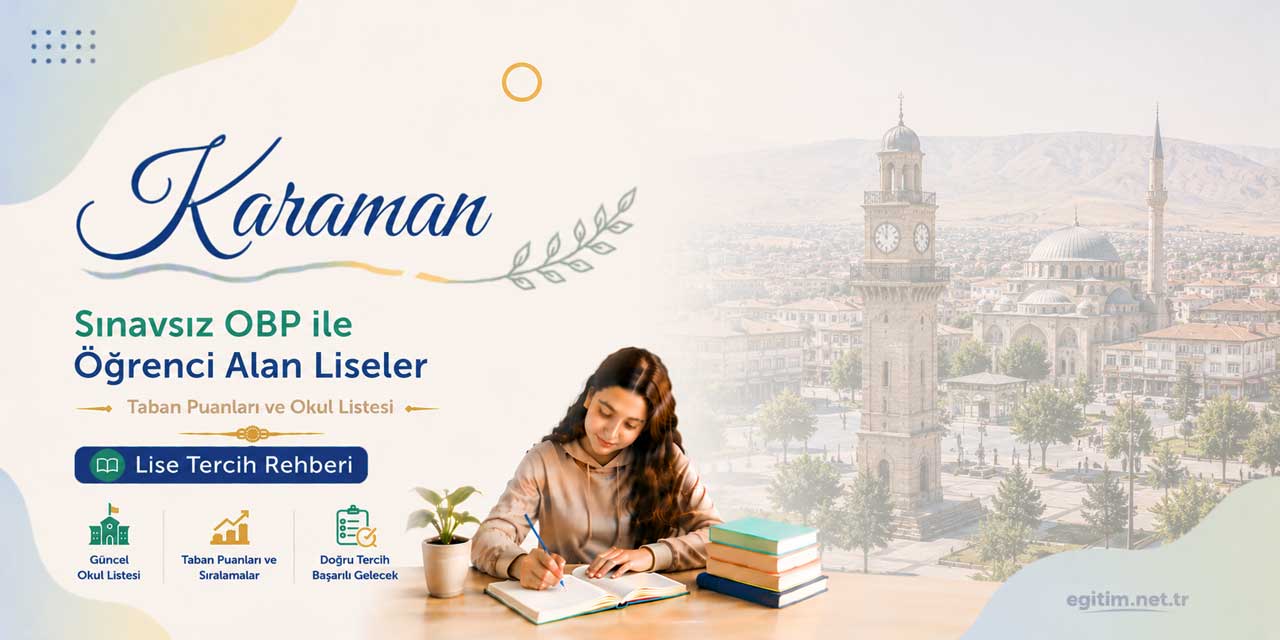 Karaman Sınavsız Öğrenci Alan Liseler OBP Taban Puanları 2026