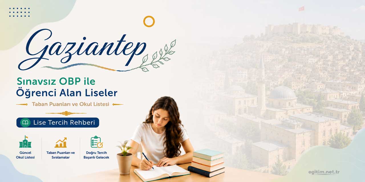 Gaziantep Sınavsız Öğrenci Alan Liseler OBP Taban Puanları 2026