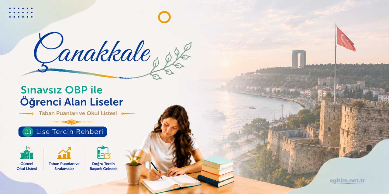 Çanakkale Sınavsız Öğrenci Alan Liseler OBP Taban Puanları 2026