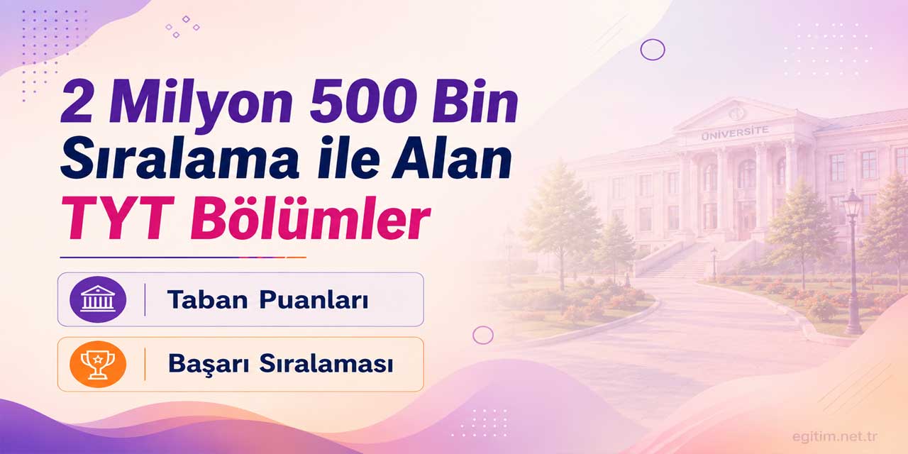 2 Milyon 500 Bin Sıralama ile Alan TYT Bölümleri 2026