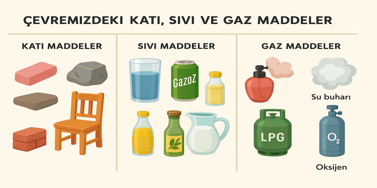 Çevremizdeki Katı, Sıvı ve Gaz Maddeler: Özellikleri ve Örnekleri