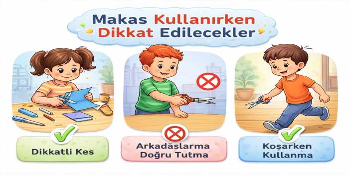 Etkinlik yaparken makas kullandığınızda nelere dikkat edersiniz?