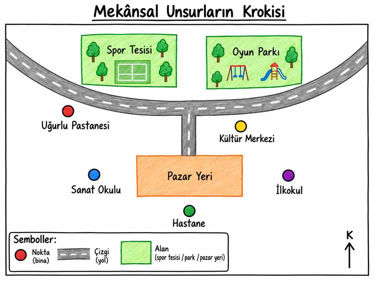 10. Sınıf Coğrafya Sayfa 30 mekânsal unsurlar krokisi
